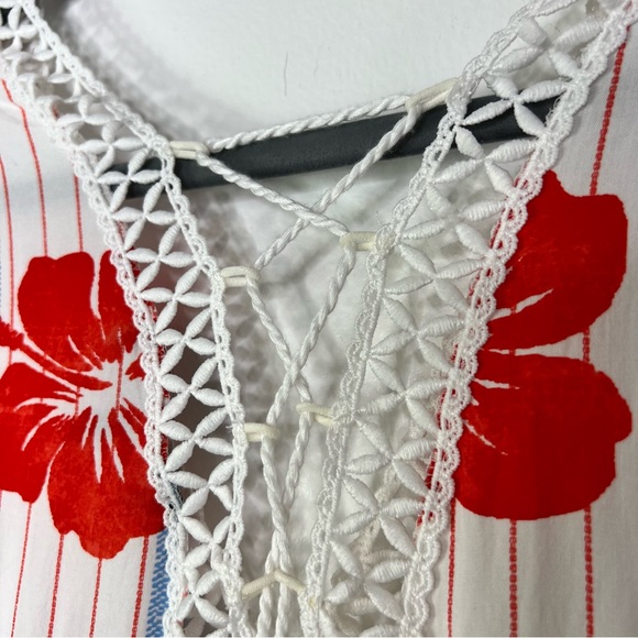 LULUS Pretty Mama Hibiscus Floral Tropical Short Sleeve Dress Womens M - Picture 6 of 12